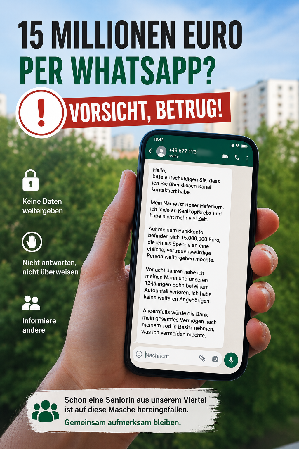 betrug whatsapp erbe geerbt