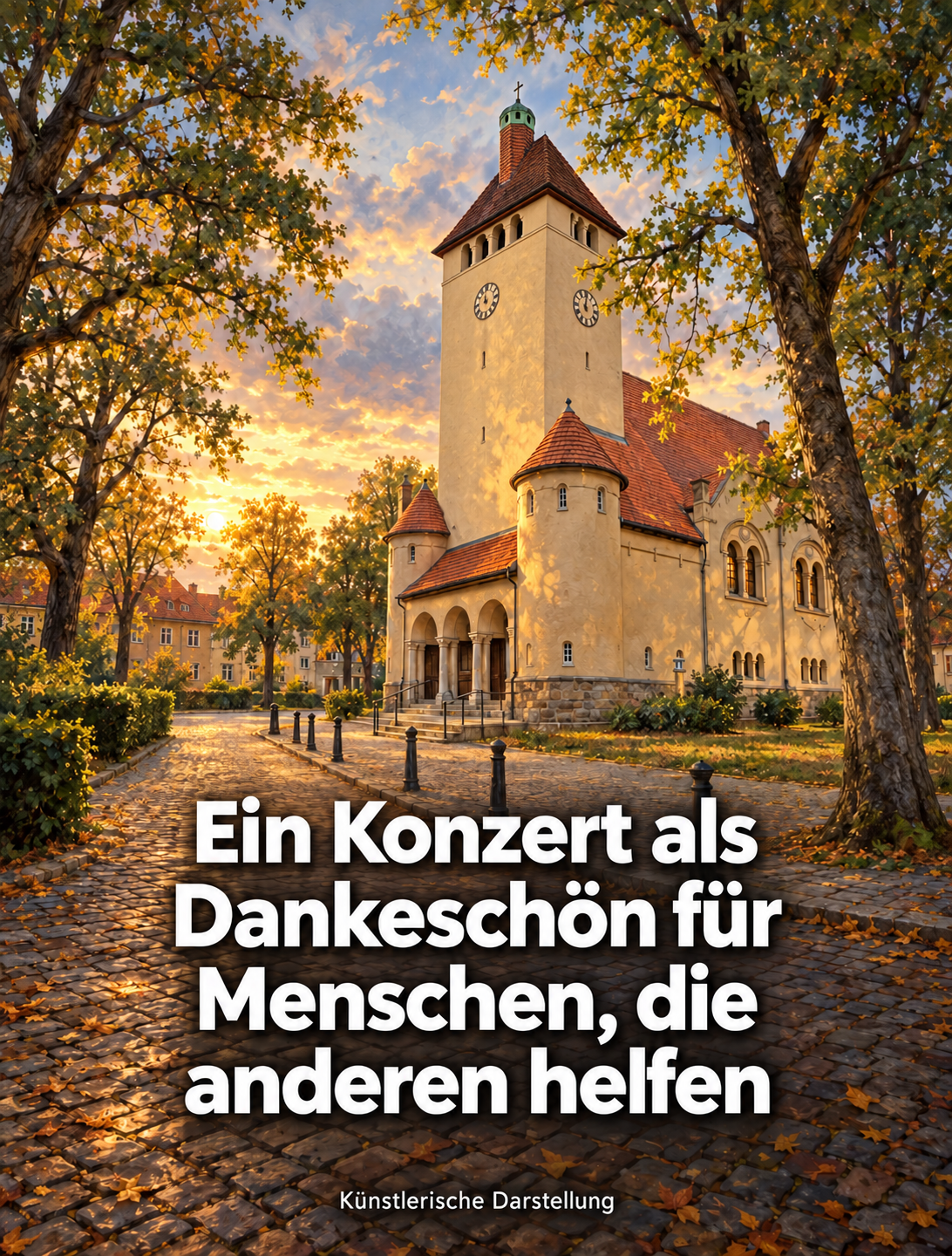Kirchturm im goldenen Herbstabend dorfkirche ehrenamt dankeschön